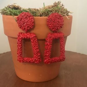 Earrings Red Textured